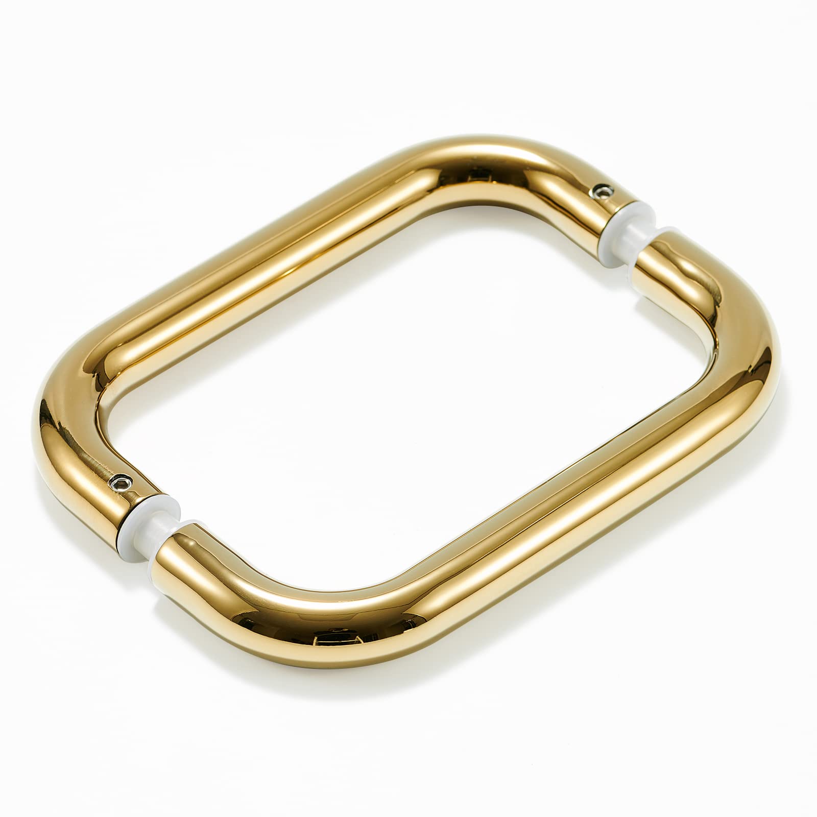 Ranbo Shower Glass Door Handle, 203mm (8 Inch) Hole Centres, Brushed Brass, 304 Stainless Steel, 1.0mm Thick Tube, Fits 6–12mm (1/4"–1/2") Glass, for Bathroom Door Installation or Replacement. — image 1