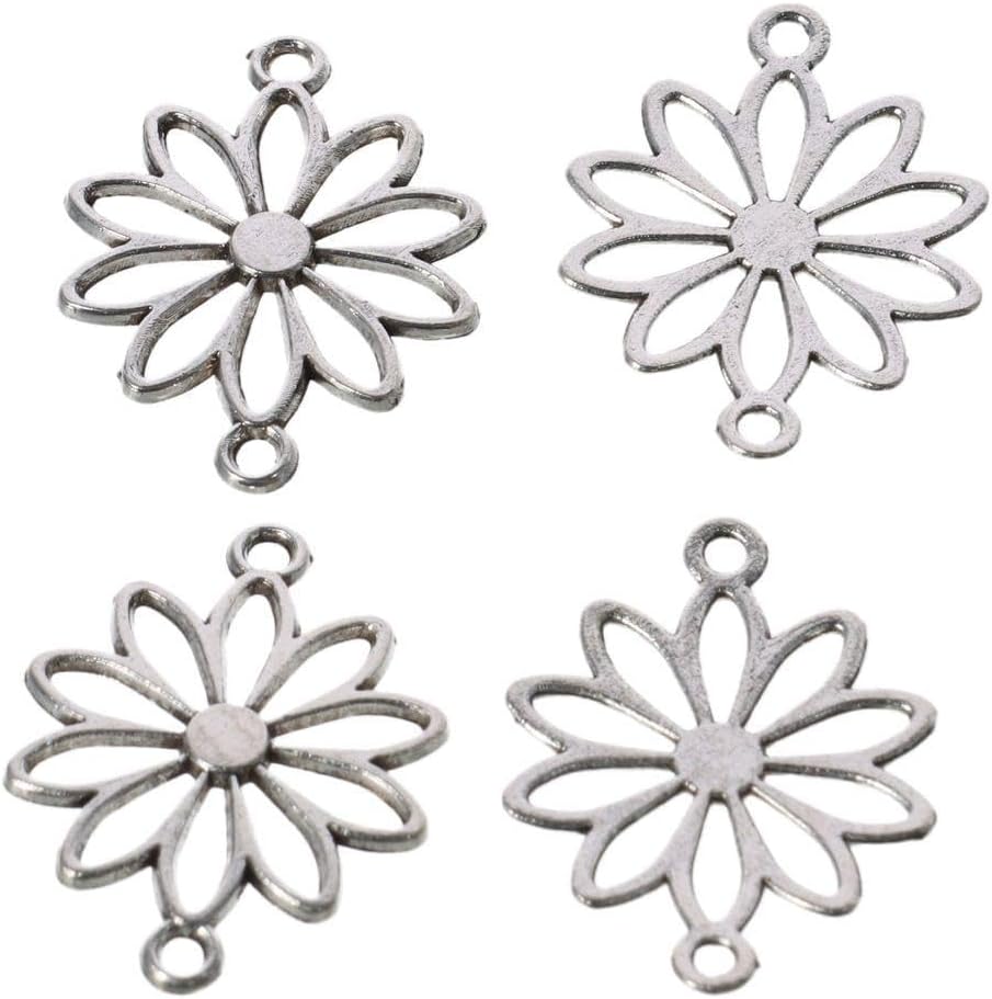 60Pcs Flower Connector Charms, Sliver Alloy Daisy Flower Double Loop Pendants Alloy Links Connectors for Jewelry Making - Image 6