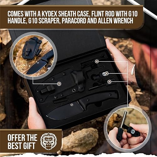 Miniatura 2 de Holtzman's Gorilla Survival Warthog Cuchillo de caza de hoja fija con funda Kydex (negro) - Ideal para bushcraft, campamento y supervivencia