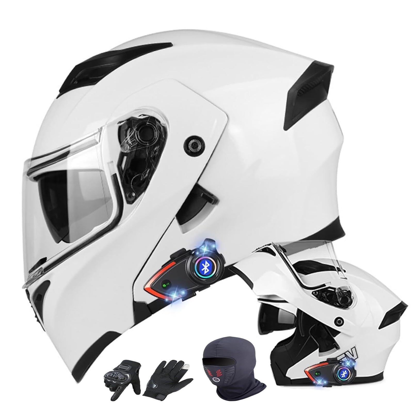 Casque moto modulaire à double visière HD anti-UV et mentonnière rabattable toutes saisons - 8