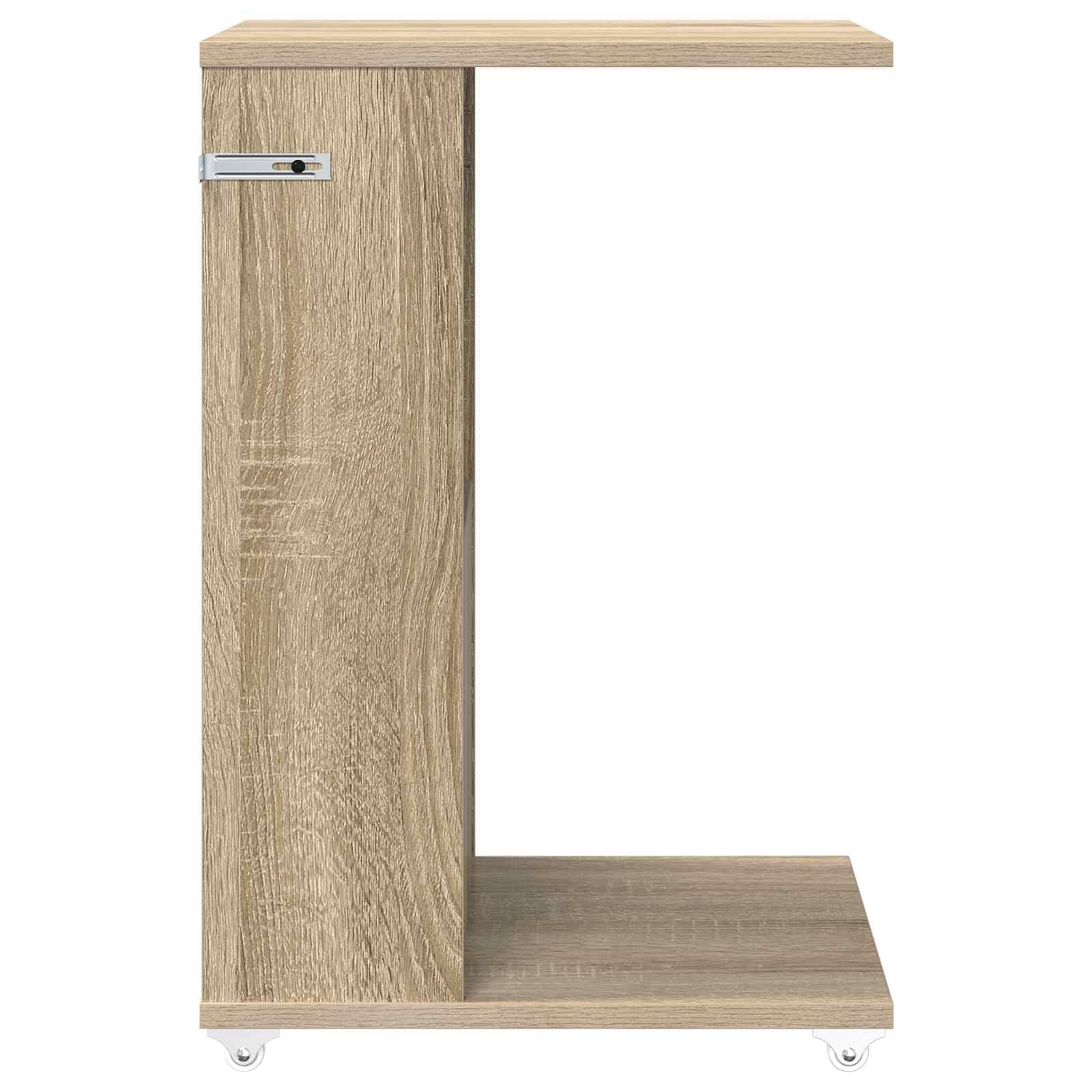 Mesa auxiliar de roble Sonoma de madera de 40 x 35 x 60 cm con ruedas, moderna mesa de almacenamiento para salón, dormitorio, pasillo, flexible como mesa de café o mesita de noche