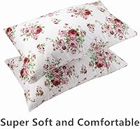 Vista 4 de Paquete de 2 fundas de almohada de algodón con diseño de flores para cabello y piel, 600 hilos, fundas de almohada Queen con cierre de sobre