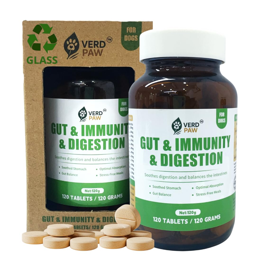 VERD PAW Gut & Immunity & Digestion Dog Tablets with Probiotics, Prebiotics