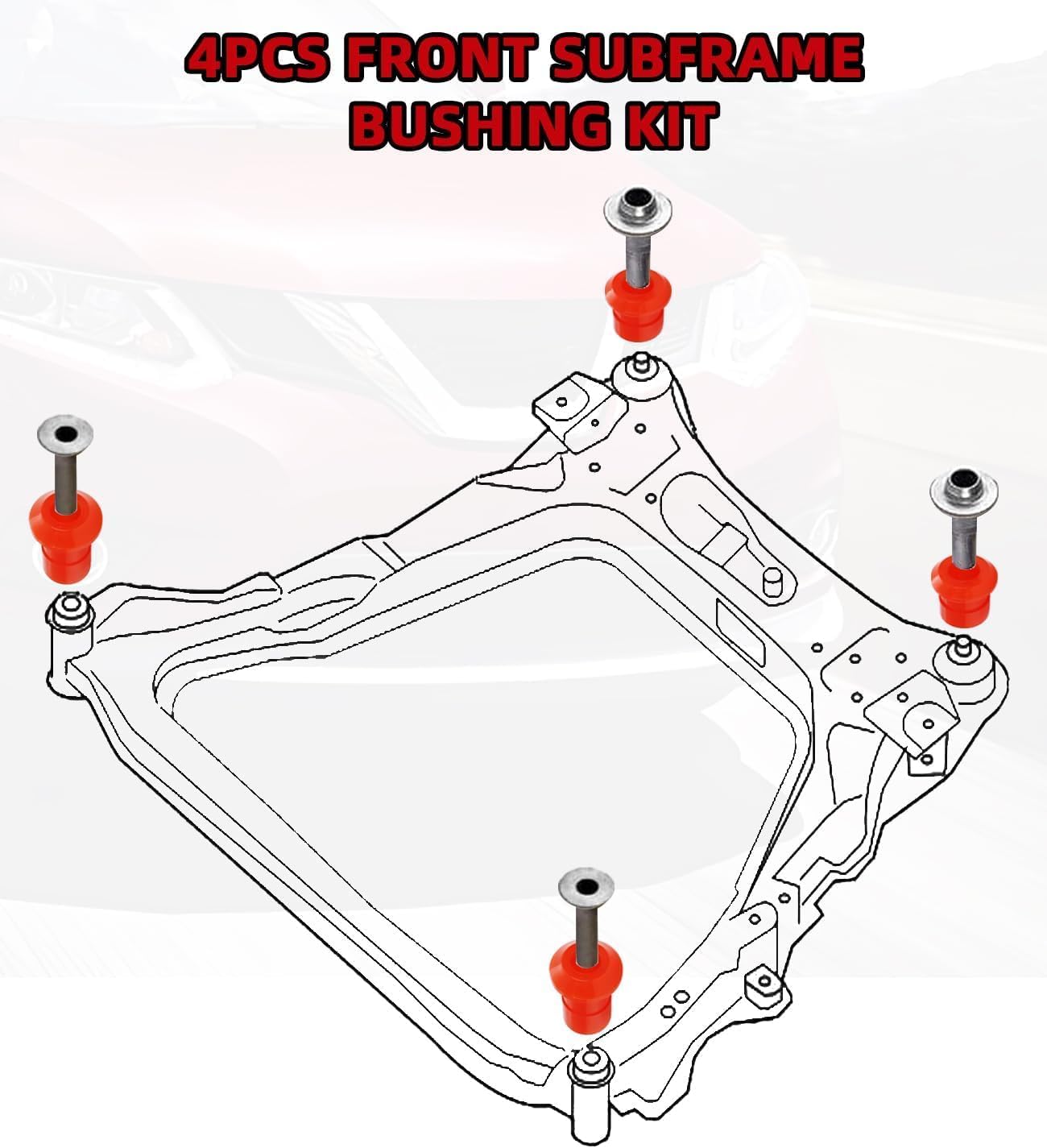 Front Subframe Bushing Kit Engine Cradle Front Subframe Bushing Bushing Kit for Nissan Rogue 2008-2020 Replace 54466-JD000 54467-BR00A