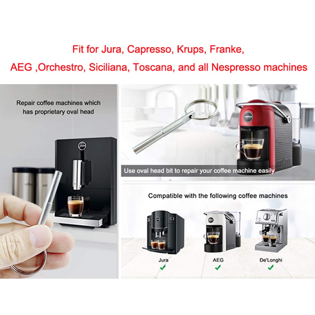 Chiave A Testa Ovale In Acciaio Inox Per Macchine Da Caffè Jura, Capresso, Krups Con 6 Guarnizioni