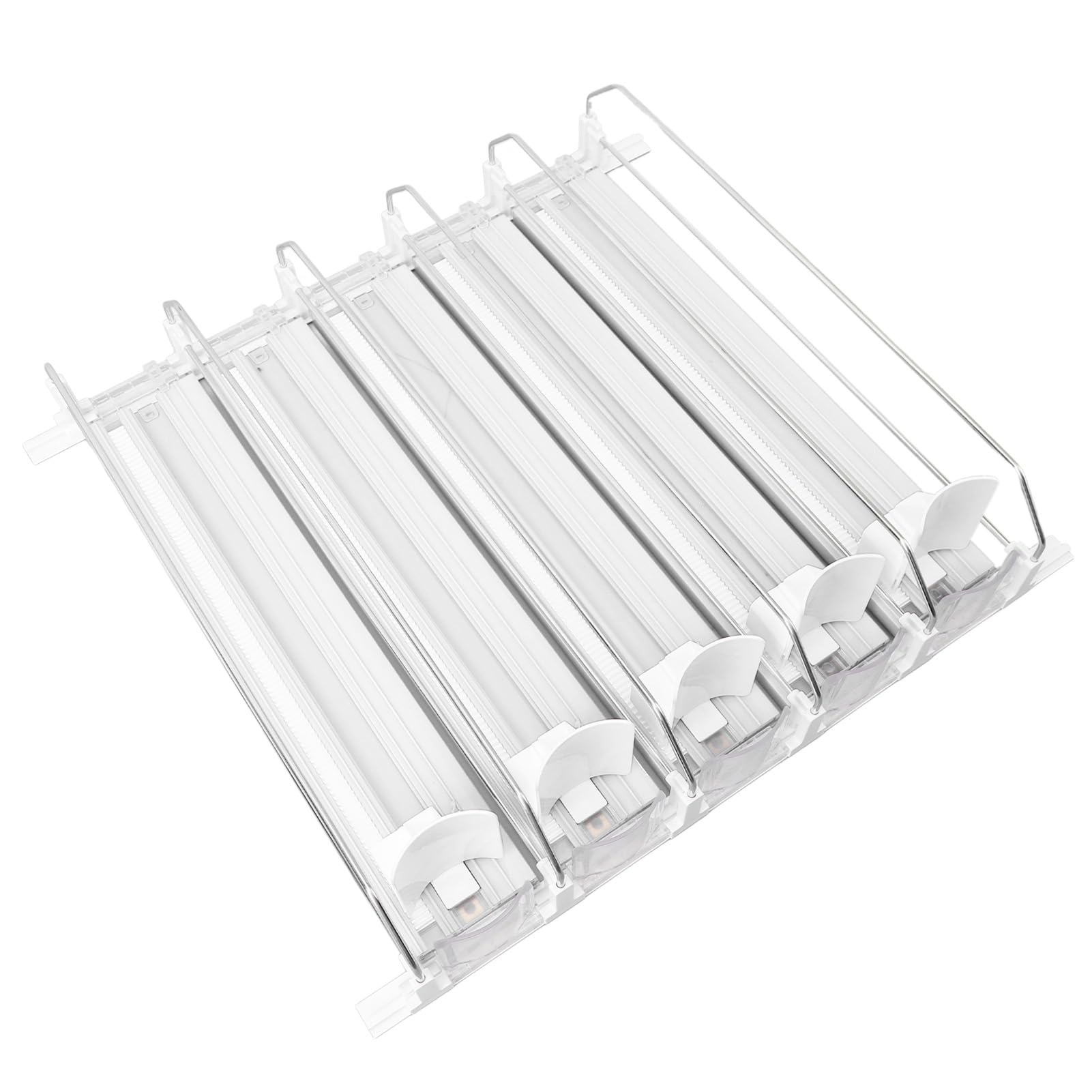 Organizzatore di Bevande per Frigorifero, Dispenser per Lattine di Soda a Spinta Automatica da 5 Confezioni, Organizer per Frigorifero Regolabile con Spintore Automatico, Rilascio della