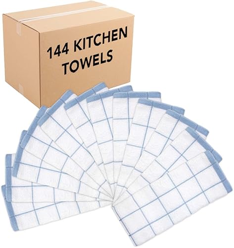 Arkwright - Paños de cocina de algodón a granel, (caja de 144) paños de té absorbentes, paños de lavado de platos para cocinar, secar platos y