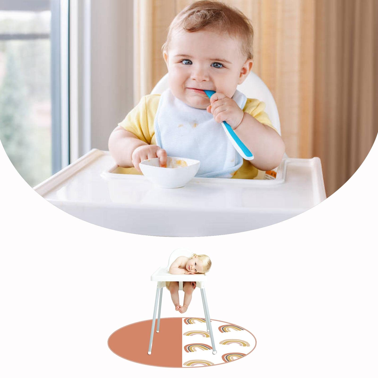 Splat Mat para la Trona – Juego Suelo Lavable, Mantel Picnic, portát , Spill Mat, Impermeable, Antideslizante, para bebés y niños, 51 Pulgadas