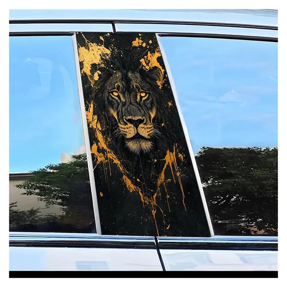 Car Parts 2pcs Car Door Post Decals Lion Head B-Pillar Scratch Protection Sticker