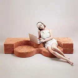 Futon conversível para sofá-cama dobrável de 190 cm, sofá-cama de tamanho completo, capa de veludo cotelê lavável e espuma de alta densidade, colchão 2 em 1, sem montagem para sala de estar