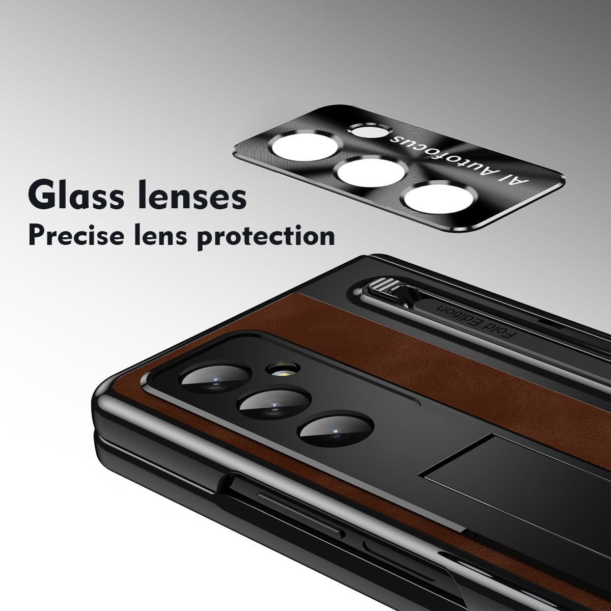 BRAND SET Etui do Samsung Galaxy Z Fold8 Ultra z uchwytem i uchwytem na długopis, etui PC z odpornym na wstrząsy, wbudowaną osłoną ekranu, zawiasami i osłoną aparatu, brązowe