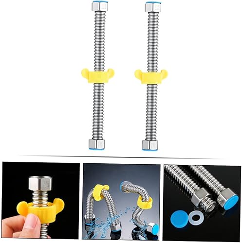 Miniatura 8 de DOITOOL 2 mangueras de calentador de agua, conectores flexibles de agua corrugado de acero inoxidable resistente, líneas de suministro de agua de 12