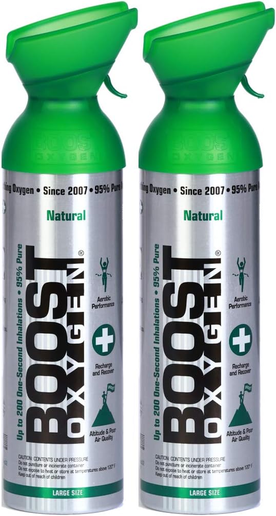 2 Pack Large 10Liter Boost Oxygen Portable Pure Canned Natural Oxygen Canister