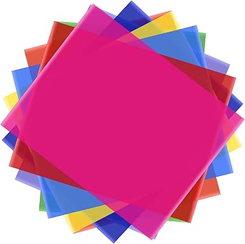8 Colors/Set PET Transparent Gel Lighting Filter 50 * 40cm/ 20 * 16in Coloured Overlays Tinted Correction Gels Light Filters Plastic Sheets for LED Light Studio Flash Strobe DJ Light