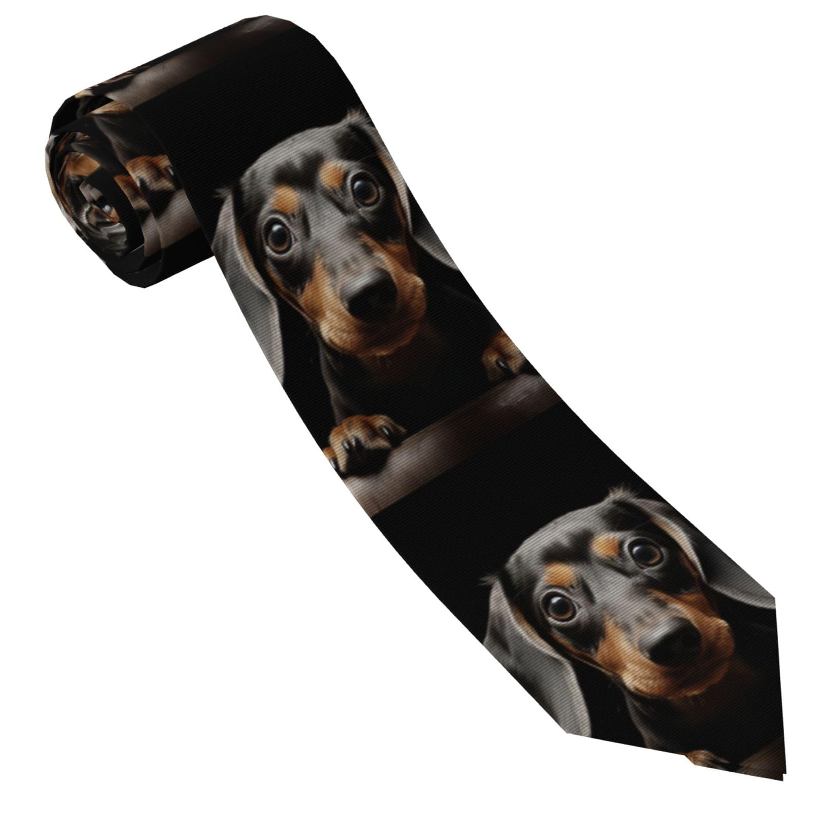 LKTPSKQRY Men'S Necktie Woven Jacquard Neck Ties Pad Dachshund Classic Silk Tie Formal Business Tie For Men