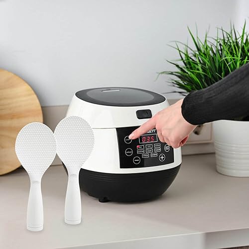 Miniatura 7 de 2 cucharas antiadherentes para servir arroz, pala de arroz, resistente al calor, color blanco