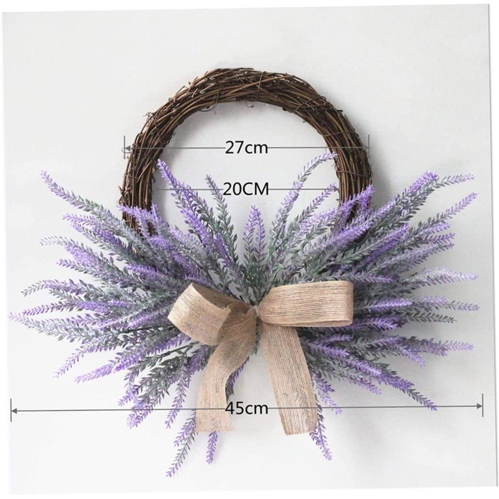 Ghirlanda di lavanda artificiale, ghirlanda di lavanda in seta con fiocco, ghirlanda di fiori artificiali per porta d'ingresso, finestra, parete, festa di nozze, casa, giardino, decorazione, viola, 1