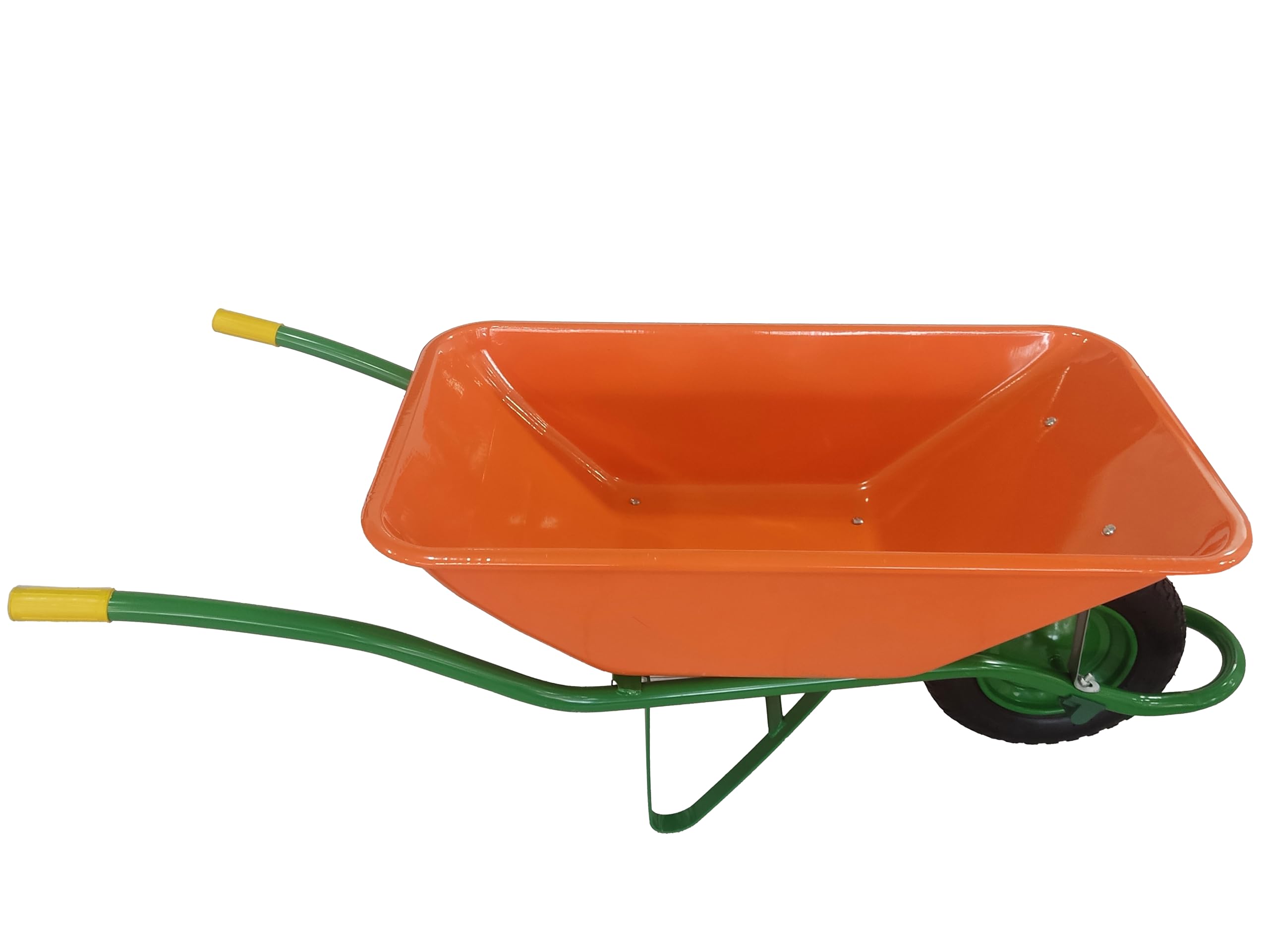 Carretilla Amarilla/Naranja Carretillo de Obra | 100 litros de Volumen | Neumáticos con llanta metálica | Carretilla de Jardín