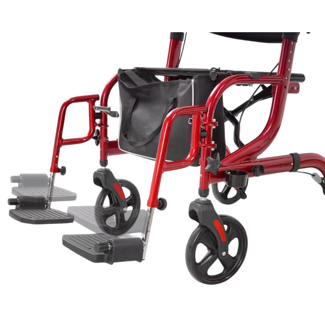 abc HOME | Rollator & Rollstuhl | 2in1 | faltbar | Tasche | verstellbare Höhe