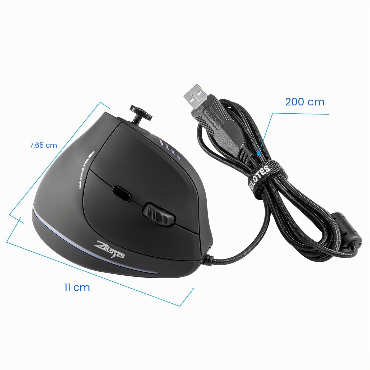 TKMARS Mouse Verticale Gaming, con Rocker 11 Pulsanti Programmabili, 10000 DPI Regolabile, per PC/Mac e Laptop, Mouse Ergonomico Verticale per Diminuire Il Male al Polso