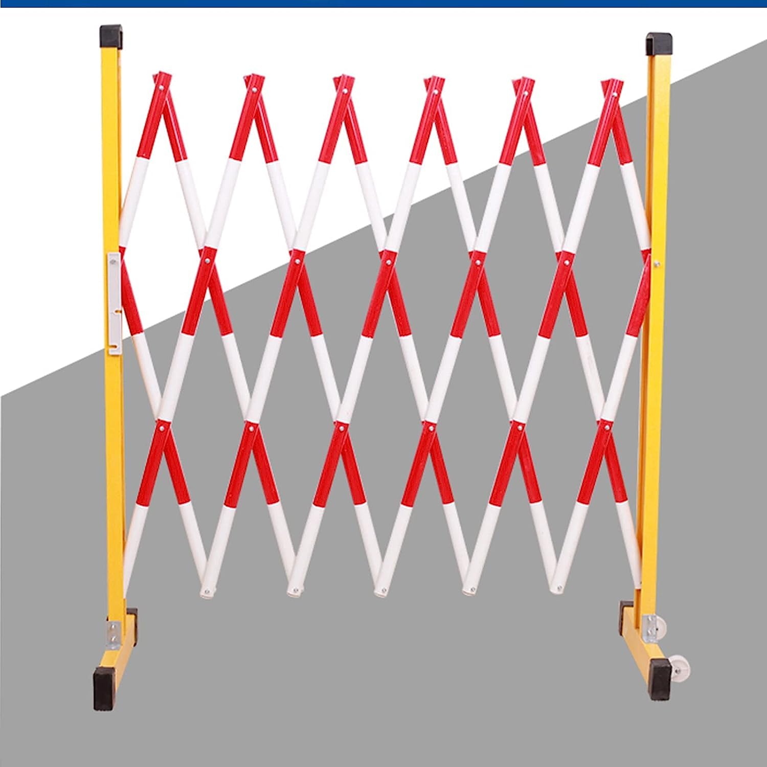 MYUYEE Portable Folding Barricades With Wheels - Mobile Insulated Telescopic Traffic Fence For Crowd Control Flexible Yellow Barrier(Yellow-1.2X2.5M)