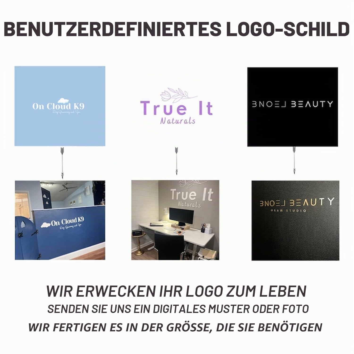Personalisiertes Acryl-Geschäftsschild – Individualisiertes Logo-Schild für Salon & Spa – Durchsichtige Acryl-Namenstafel für Haar-, Nagel-, Massagestudios & Büros – UV-bedruckte Beschilderung für