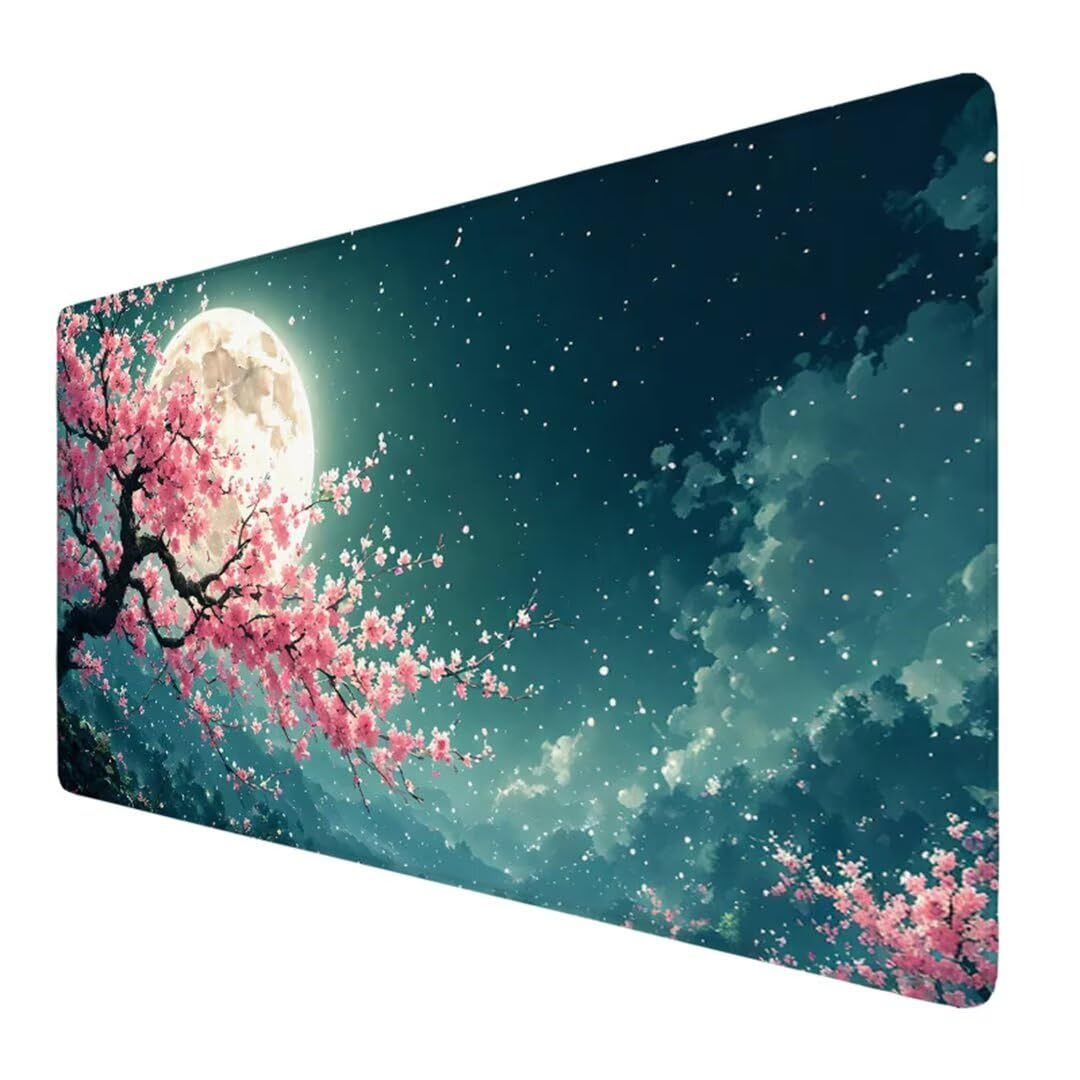 Alfombrilla de Ratón para Juegos 1500x800x3mm, Árbol Alfombrilla de Ratón Luna, Alfombrilla de Ratón de Sobremesa para portátil, Alfombrilla de Ratón con Base de Goma Antideslizante Regalo VO-341