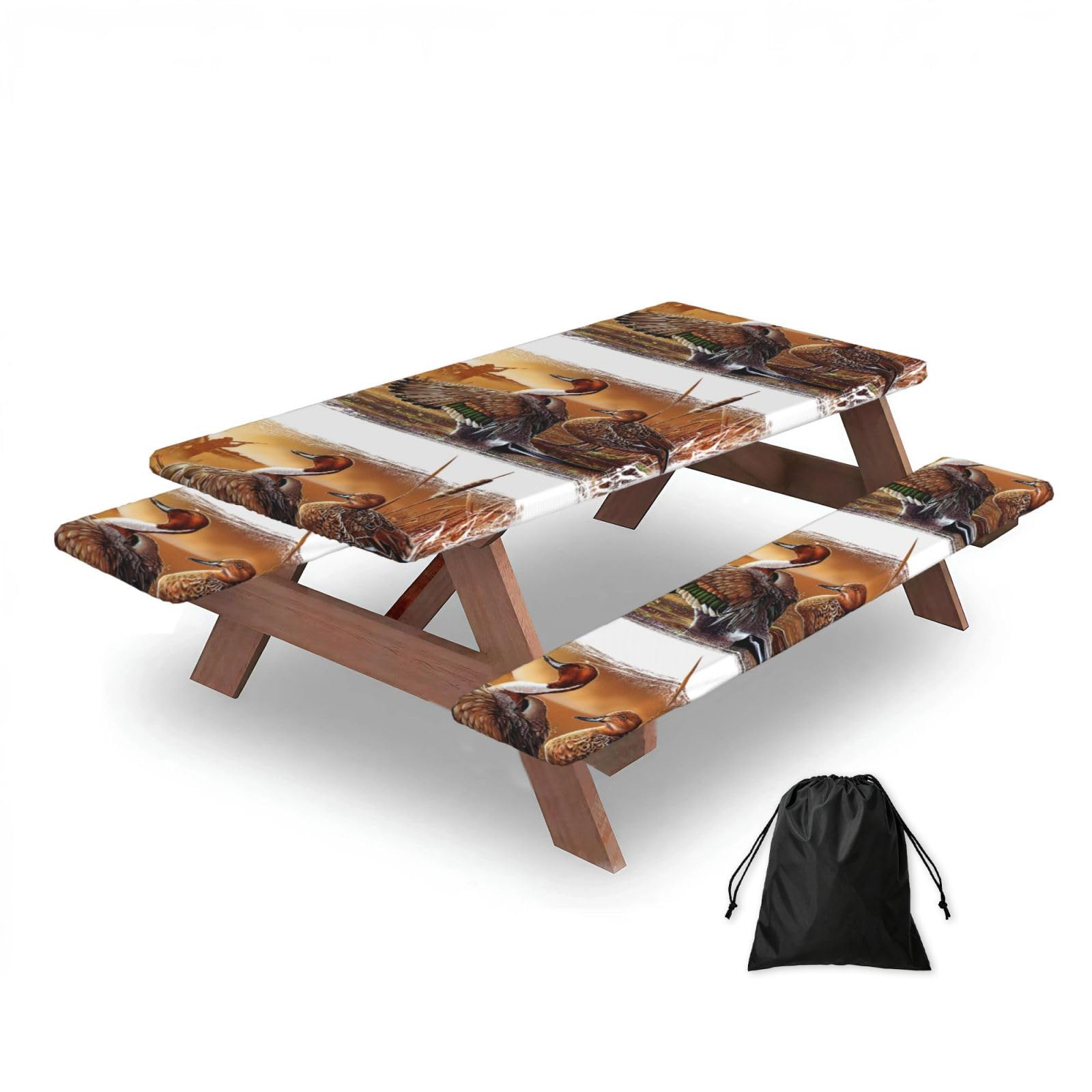 Dopklna As Picture Pintail Duck, Picnic Table Cover With Bench Covers -Waterproof Elastic Fitted Tablecloth For Garden Camping Patio 76X152cm