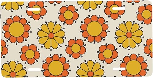 Placa de matrícula decorativa retro de color naranja y amarillo para automóvil, etiqueta de tocador, placa de metal para automóvil, placa de