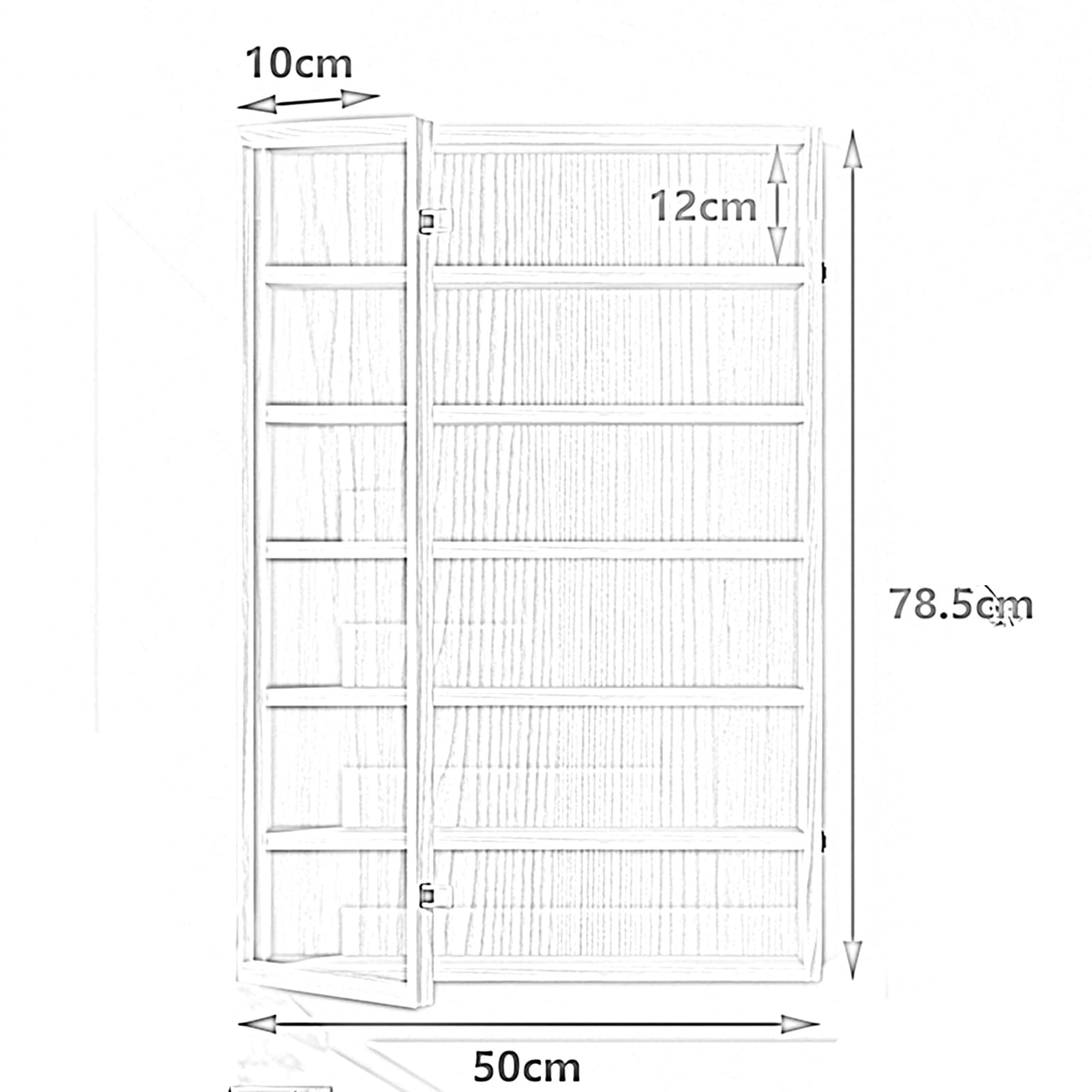 Vetrina in legno a 7 strati per oggetti da collezione, giocattoli curiosi, mensola portaoggetti da parete, per soggiorno, camera da letto, ufficio, sala giochi (50 x 10 x 78,5 cm)