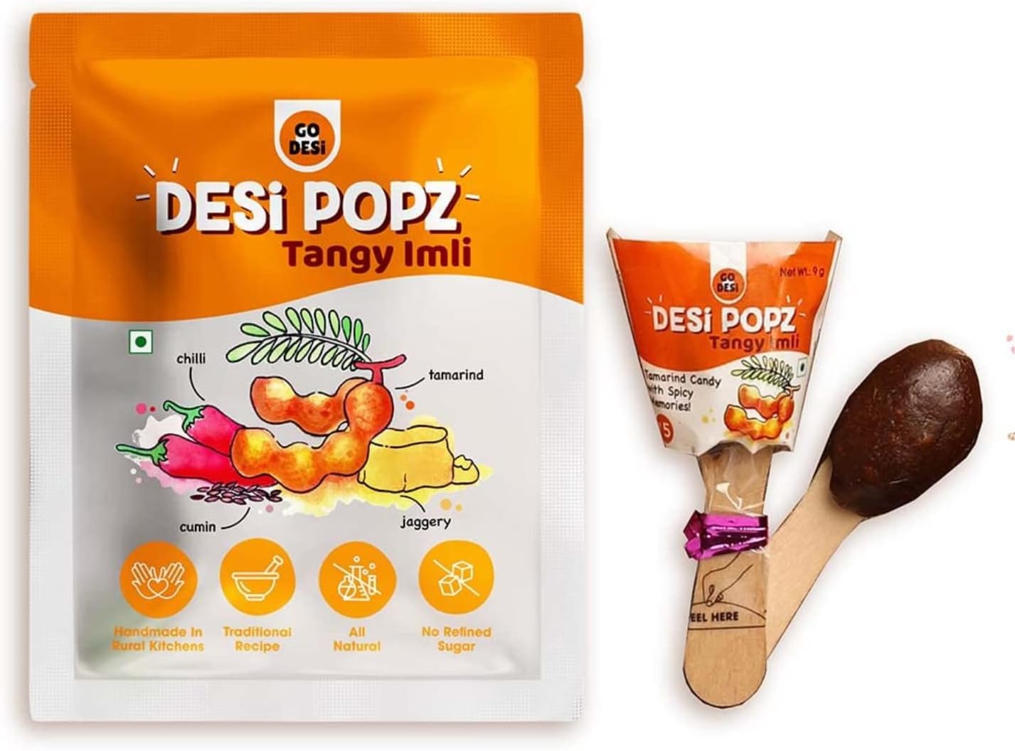 GO DESiTamarind Lollipops | 32 Pieces | Fruit Candy | Desi Pops | Digestive Candies | Travel Pouch