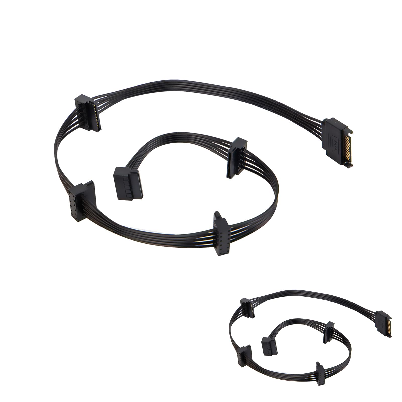 Paquete de 2 cables de extensión de alimentación SATA de 15 pines a 5 SATA para HDD/SSD - 21 pulgadas