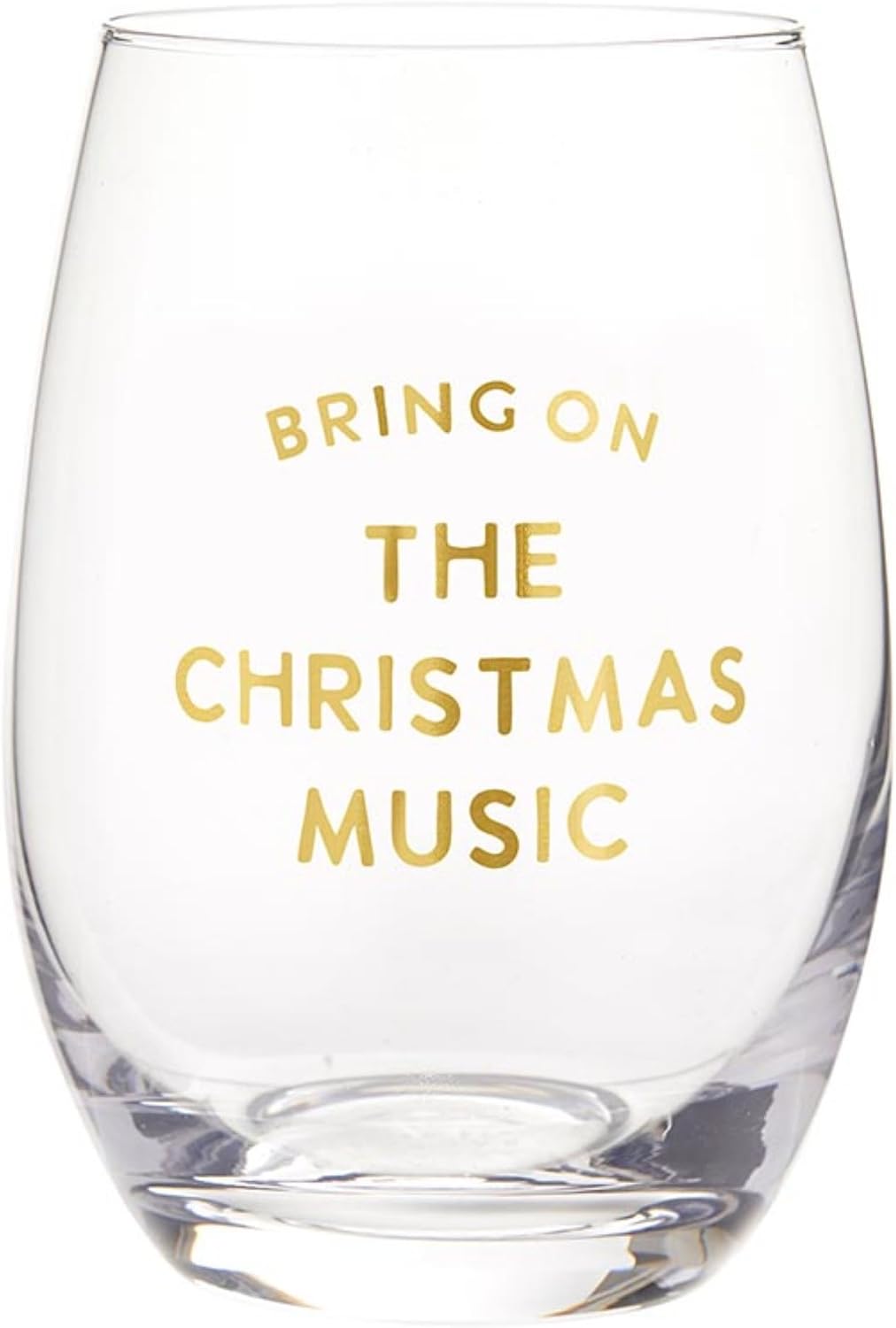 Santa Barbara Design Studio Holiday Stemless Wine Glass with Gold Foil Accent and Gift Box, Holds 17 Fluid Ounces, Christmas Music