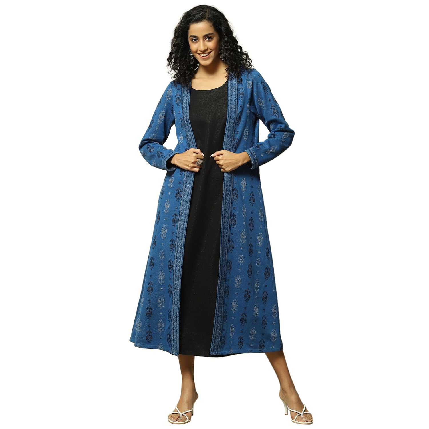 rangriti Blue Cotton Blend Printed Dress for Women-picture-12