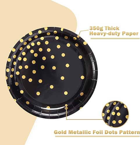 Miniatura 3 de Platos de papel rosa, platos de postre de papel desechables, 100 unidades, platos redondos de borde dorado de 7 pulgadas, suministros de fiesta para