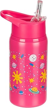Cool Gear 2-Pack 18 oz Mashpee Kids Stainless Steel Water Bottle With Sipper Straw & Carrying Loop | Eco-Friendly, Wide Mouth, Leakproof for Kids, School, Gifts (Space/Stars)