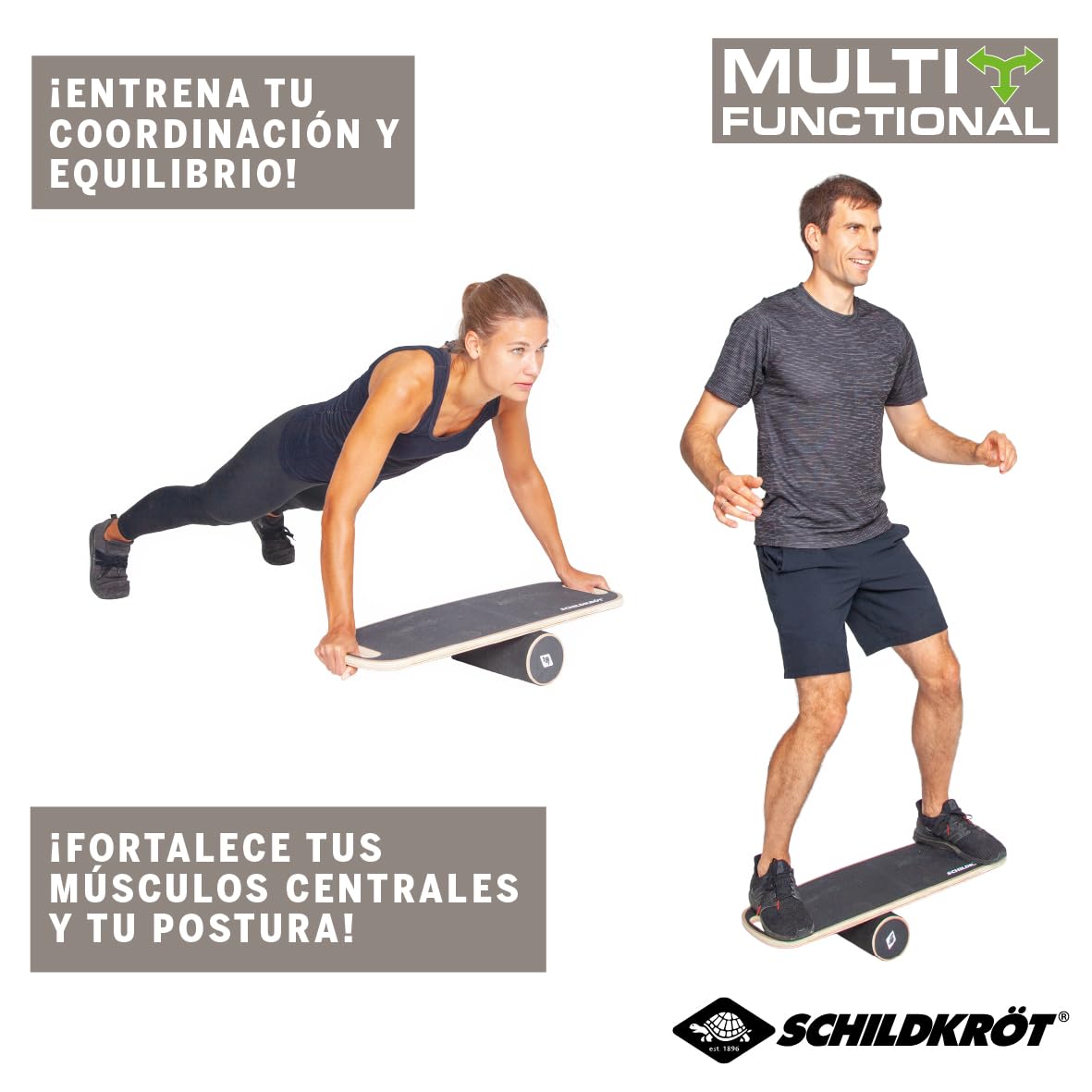 Schildkröt Tabla de Equilibrio de Madera Auténtica | Superficie Antideslizante | Mejora Coordinación y Postura | Incluye Instrucciones | Superficie antideslizante para equilibrio, coordinación, entrenamiento y postura