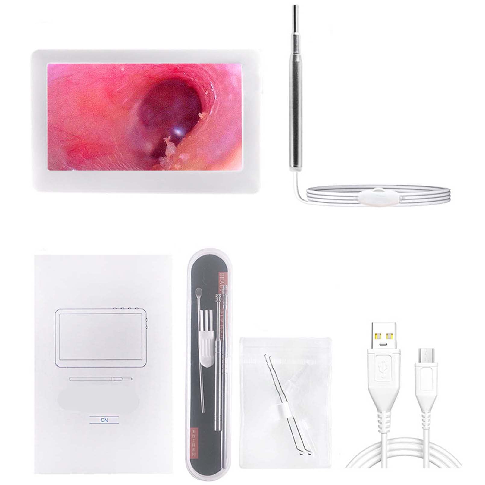 CUTTE Otoscopio Limpiador de Oídos,Herramienta de Endoscopio de Oído Otoscopio USB，Limpiador de Oídos Endoscopio Camara con 4 Luces LED para Niños, Adultos, Negro