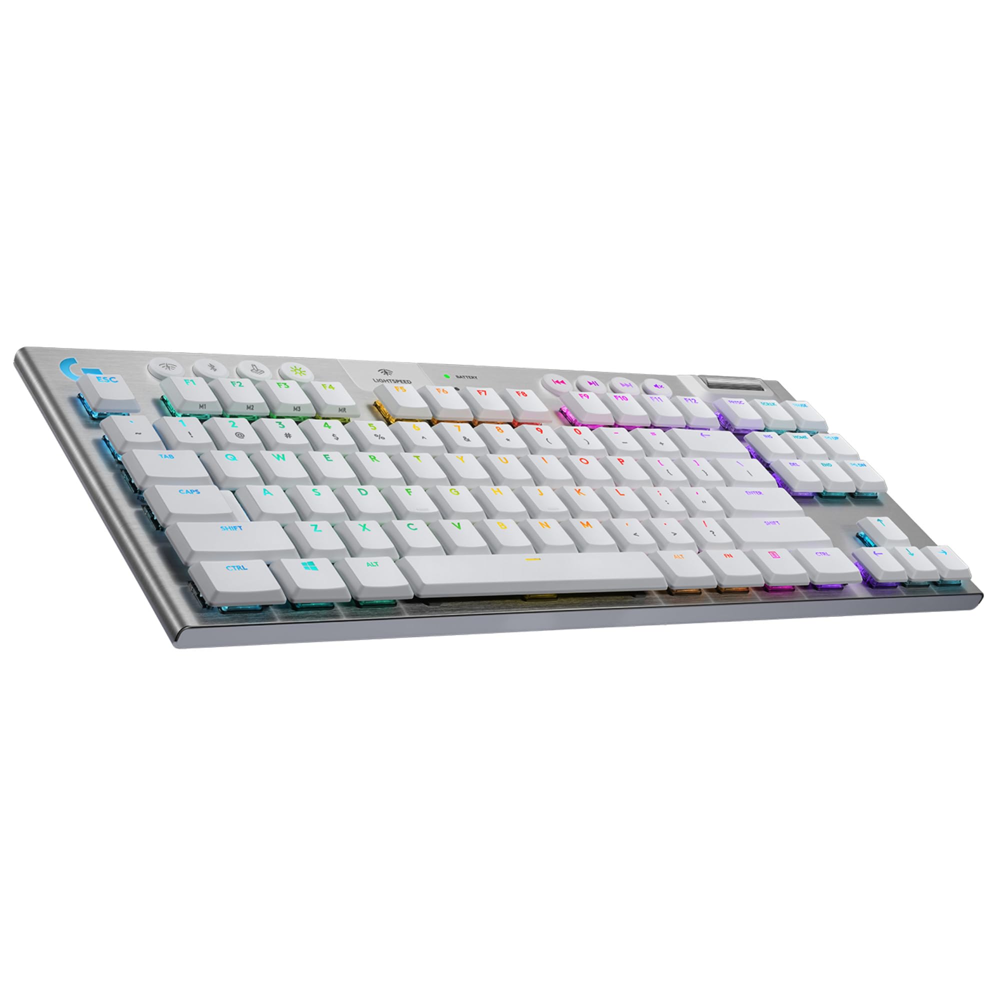 Logitech G Teclado mecánico inalámbrico 915 Lightspeed TKL para Juegos sin Teclado numérico, Interruptor táctil GL con Perfil Plano, diseño Ultra Delgado, diseño QWERTZ Blanco