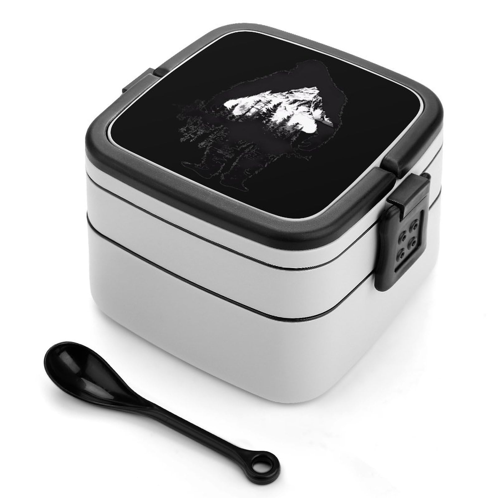 CGSBNGHA Bigfoot Mountain Pattern Bento Lunch Box 2 Layer Lunchbox Food Container for Adults Office