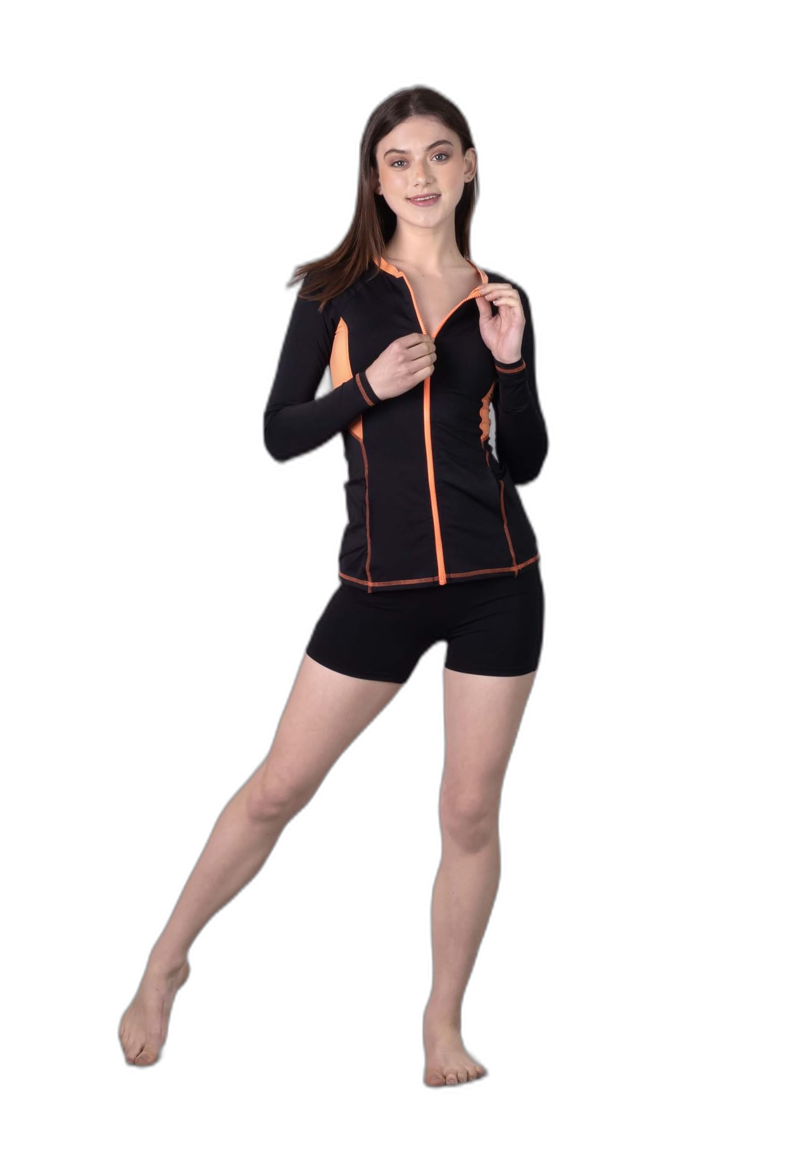 Longsleeves Zippered Rashguard 2-Piece Padded Swimming Suit for Women |Swimming Suit for Women