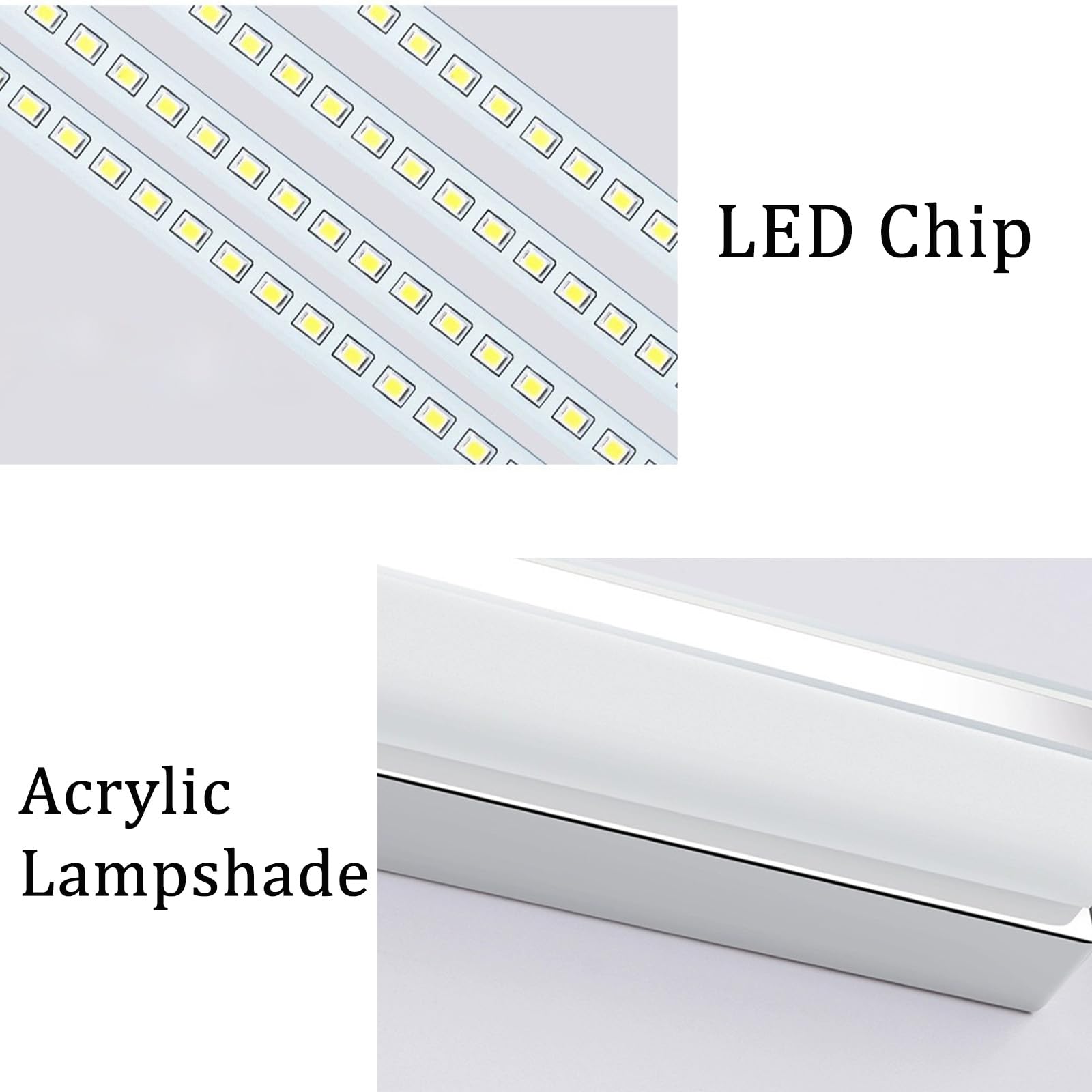 LED Spiegelleuchte Bad Wandleuchte Edelstahl Wasserdicht Wandleuchten Drei Farbtemperaturen Dimmbar Modern Wandbeleuchtung für Wohnzimmer Schminktisch Badezimmer (Schwarz,62cm)