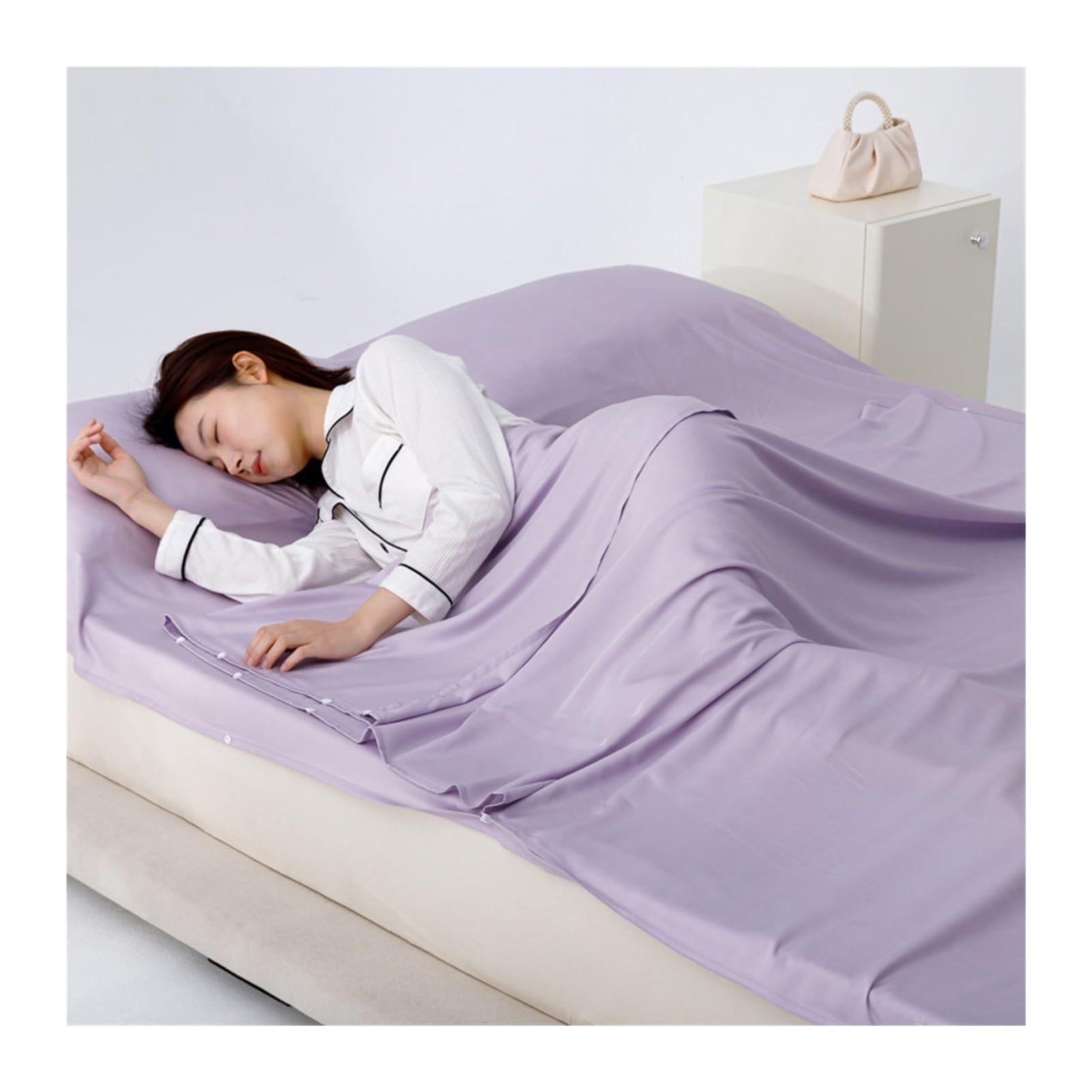 GBHMJU Ultralight Washable Sleeping Bag Liner Single Double Tencel Cooling Lightweight Adult Sleep Sack Travel Sheets for Backpacking Hotel Camping Hostels(Light purple,80x210cm-31x82)