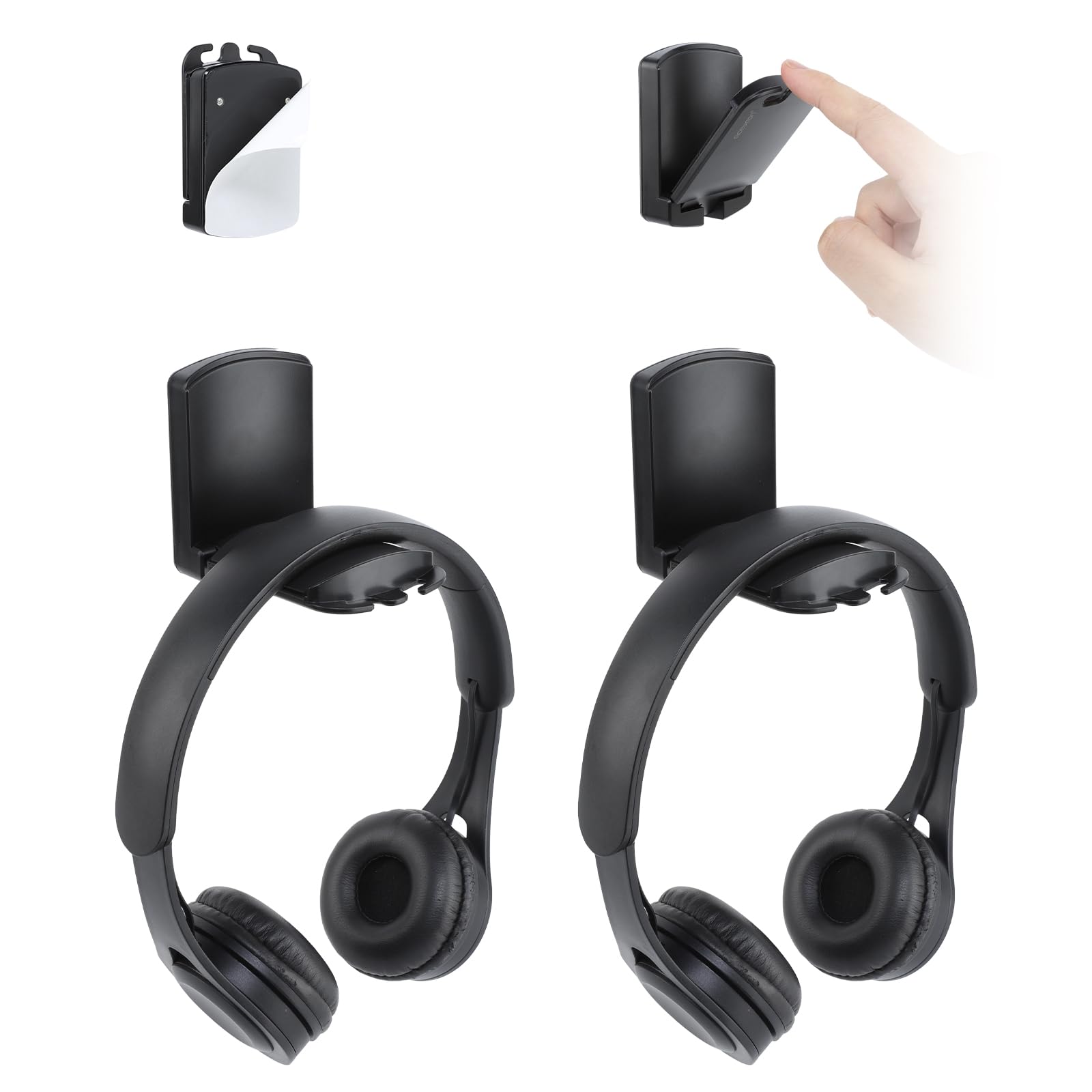 aceyoon 2 Piezas Soporte Auriculares, Plegable Soporte Cascos Gaming Gancho Sujeta Colgador Auricular Debajo Escritorio Mesa Universal Adhesivo Stand for PC, Gaming Headphones, Cables (Negro)