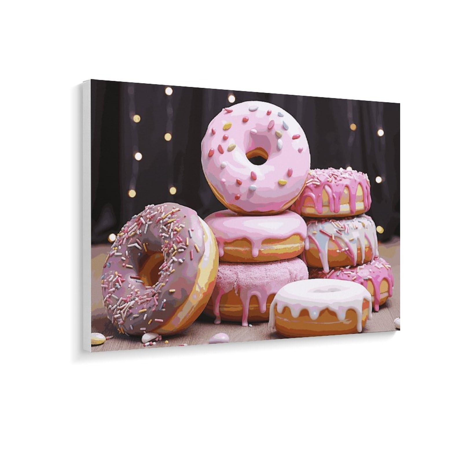 BVNMT Malen nach Zahlen, Motiv: Donut-Kuchen, bedrucktes Leinwand-Ölgemälde mit Rahmen, 40,6 x 30,5 cm, für Erwachsene, Anfänger, Malen nach Zahlen, für Geschenke, Heimdekoration, Wanddekoration