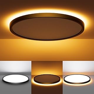 12 Inch LED Flush Mount Ceiling Light with Night Light, 24W 2600LM, 5CCT - 2700K/3000K/4000K/5000K/6500K & Dimmable, Round Ceiling Light for Bedroom, Kitchen, Hallway