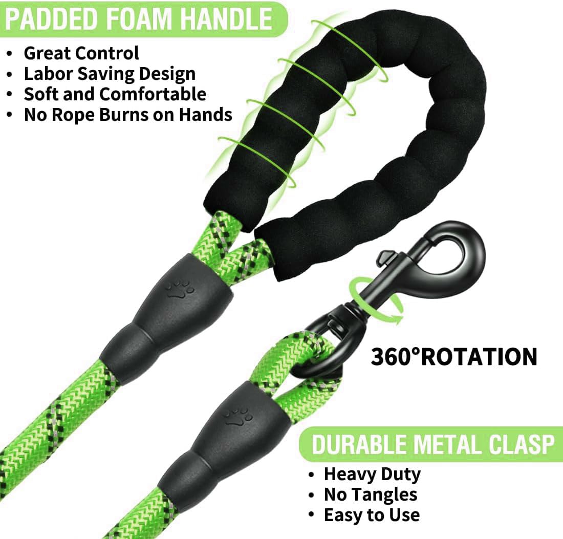 Rope Dog Lead with Soft Padded Handle and Carabiner Clip - Image 3