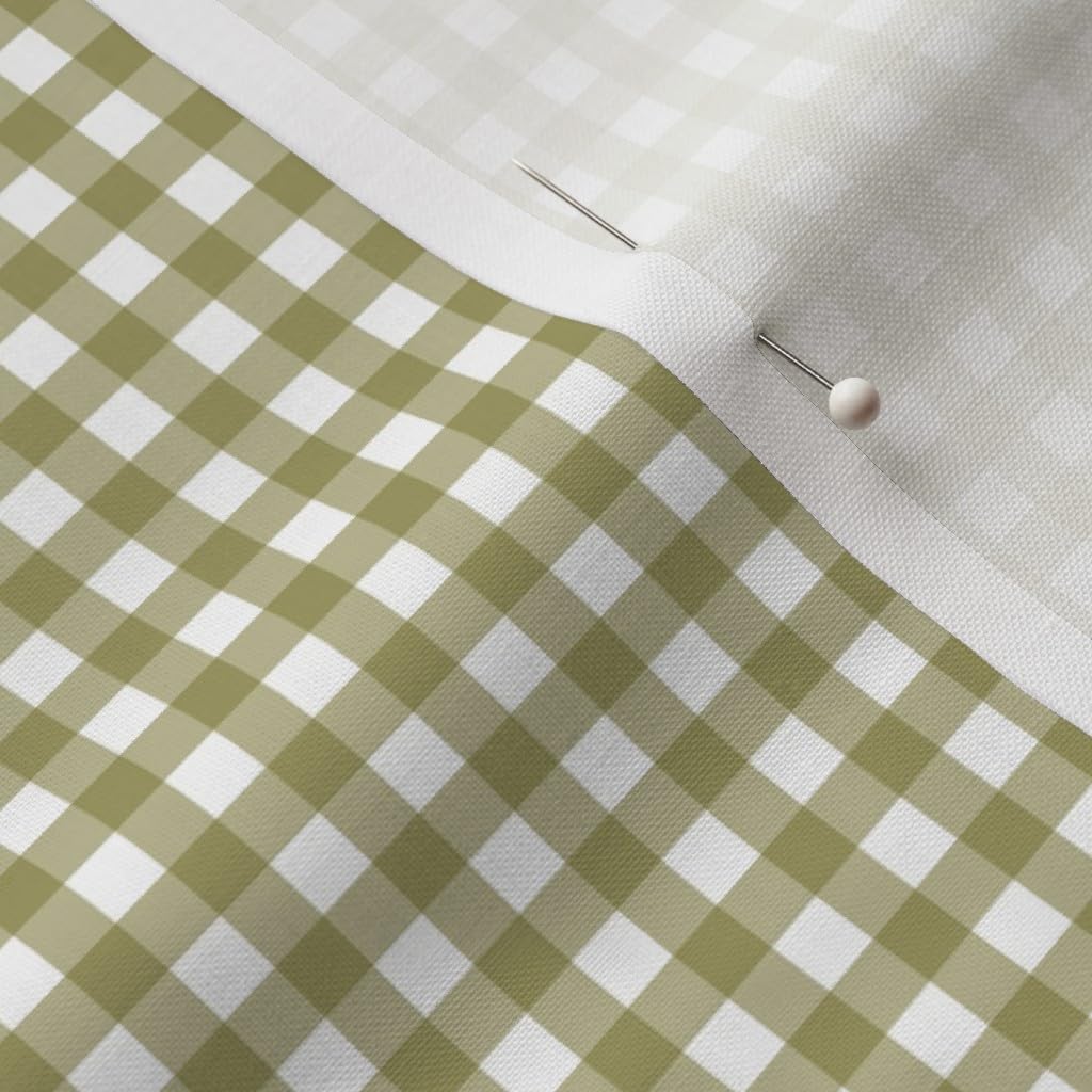 Spoonflower Fabric - Olive Green Gingham Printed on Petal Signature Cotton Fabric by The Yard - Sewing Quilting Apparel Crafts Decor