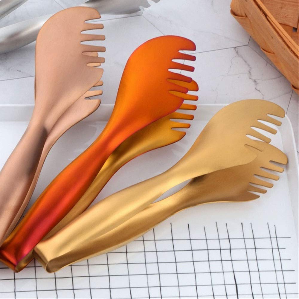 Pinzas Cocina Las Pinzas de alimentación de Acero Inoxidable se Pueden Utilizar en la Cocina.Pinzas for Hornear, Parrillas, Pan y ensaladas.Oro/Plata/Arco Iris/Oro Rosa.Tamaño: 25 cm