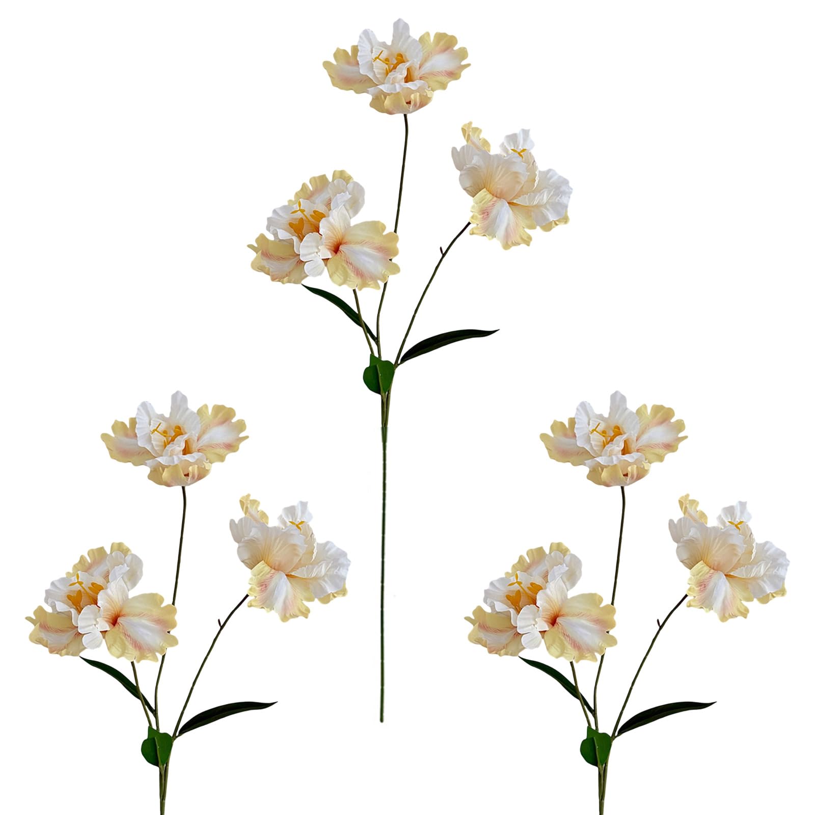 PANGBOER Of 3 Realistic Irises Flower Arrangements Artificial Silk Fade Proof Stems for Home Offices Decors